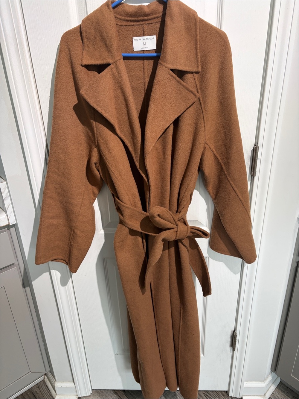 NWOT Primark Long Camel Brown Belted Coat